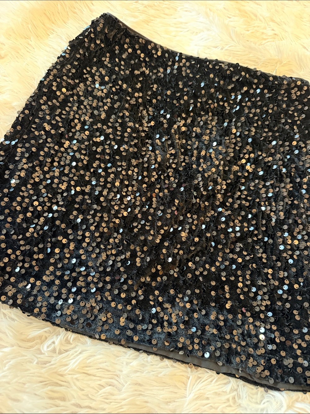 Black Sequin Mini Skirt - Size XS